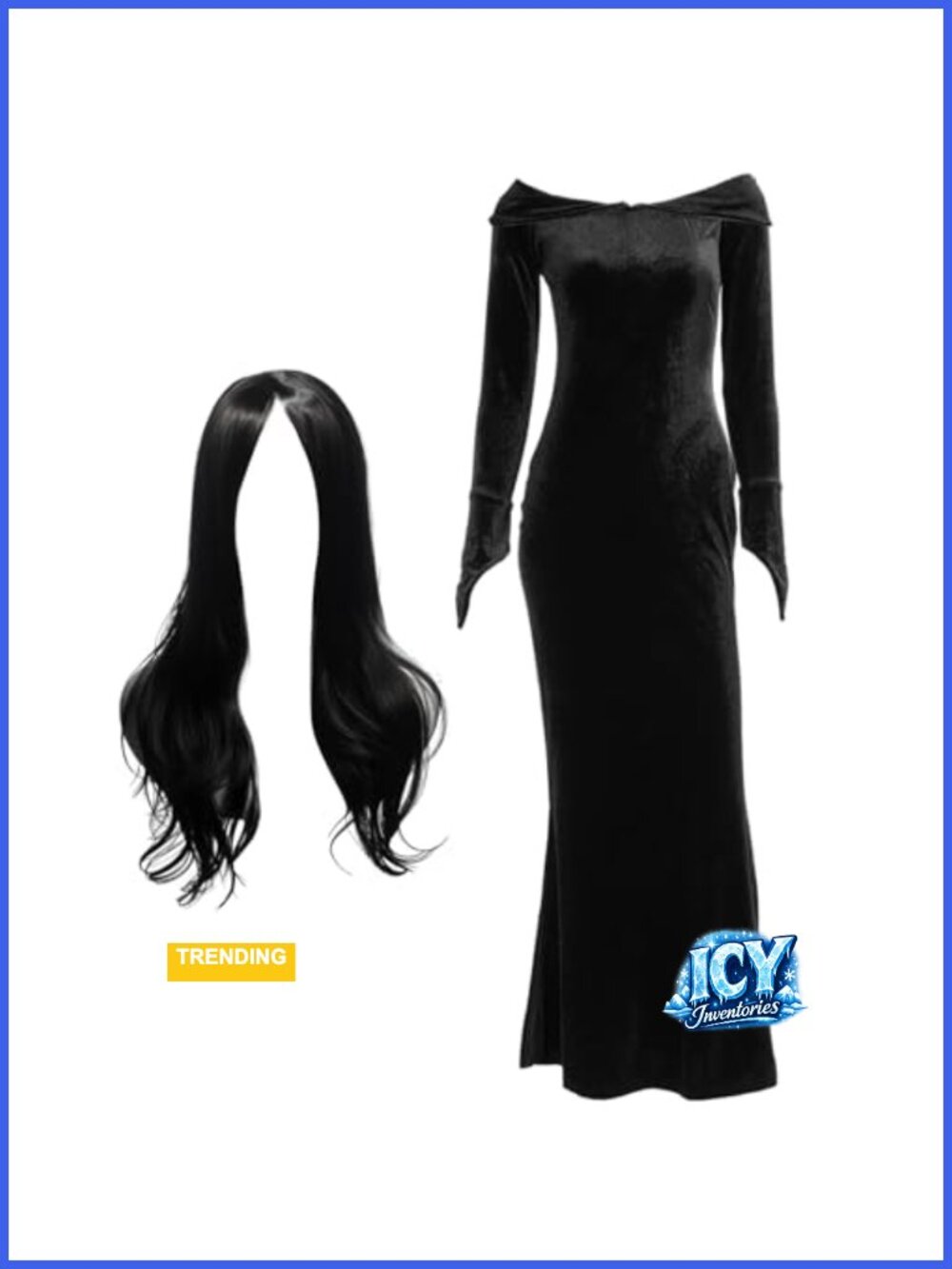 Morticia Addams Women's Costume Halloween Witch Cosplay V-Neck Long Sleeve